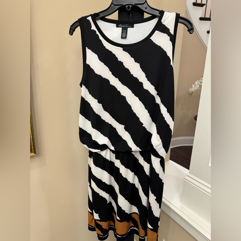 Kenneth Cole Black and White Zebra Print Mini Dress